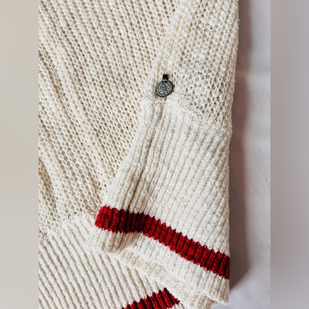 Scotch & Soda open knit sweater cream red stripes Ramie Cotton charm size 2 Rare - Picture 4 of 12